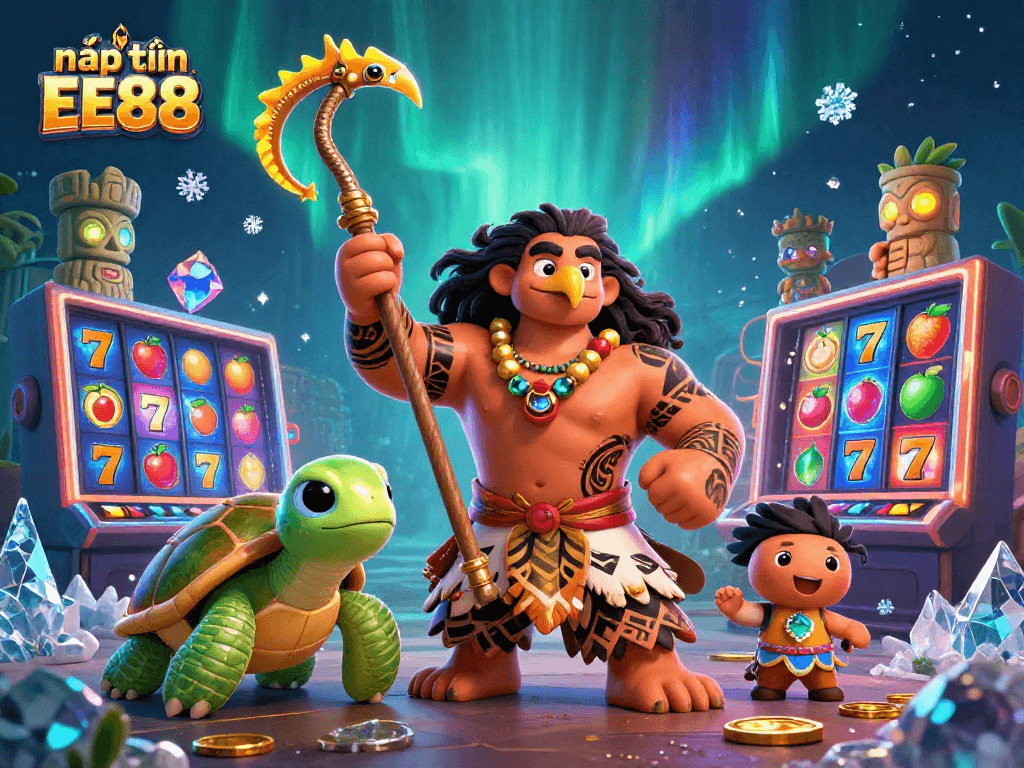 Engage in nạp tiền EE88 as a demigod and turtle navigate a vibrant casino world.