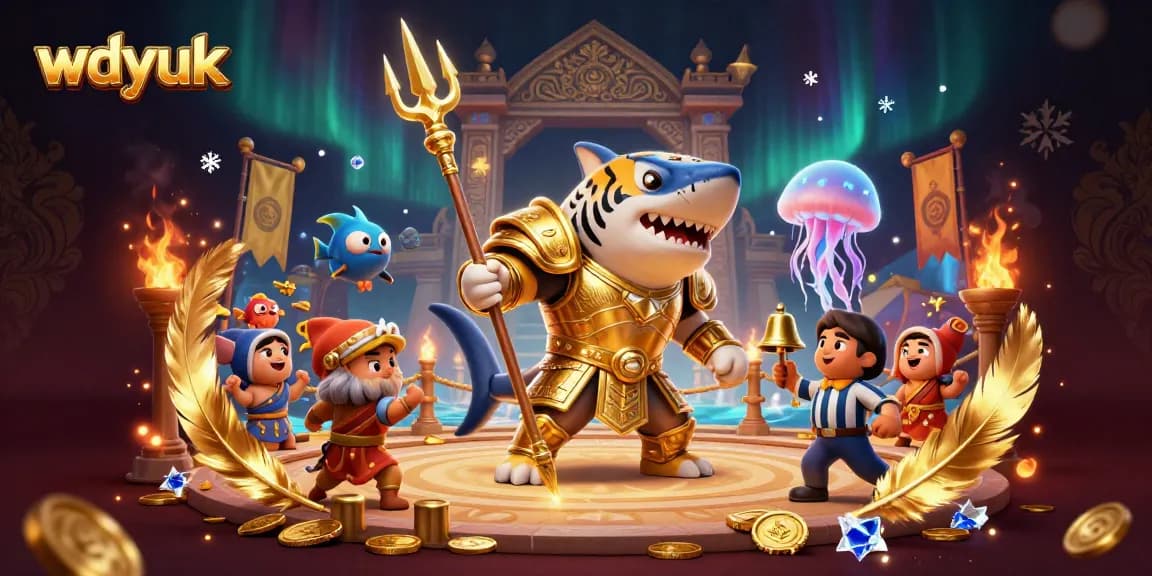 Join the thrilling action at wdyuk with a golden gladiator battling in an underwater colosseum.