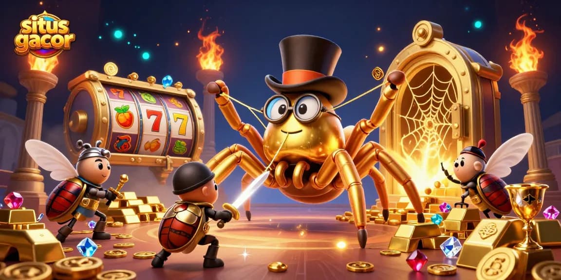 Experience winning at situs gacor with vibrant 3D casino illustration depicting daring adventures.