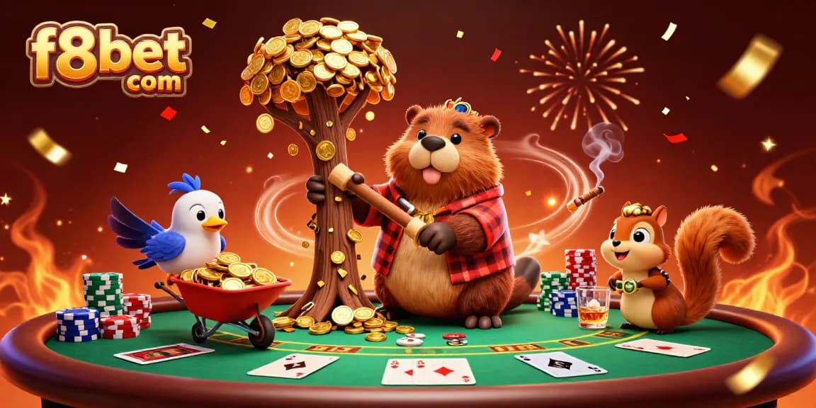 Join the celebration at f8bet com with a dynamic scene of gambling fun and treasures!