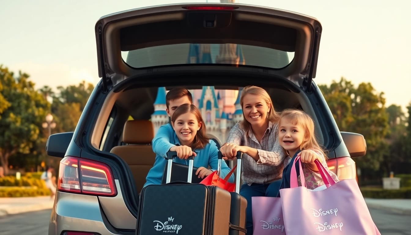 Arrange a seamless disney paris airport transfer with a welcoming driver and family experiencing excitement.