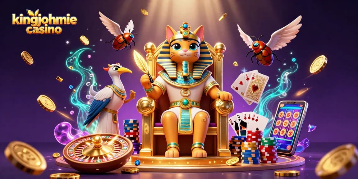 Experience winning thrills at kingjohnnie casino with vibrant 3D characters and casino elements.