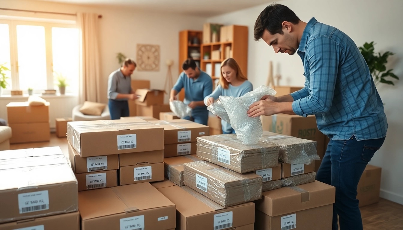 Efficient team providing Professional Packing Services in a bright, organized home.