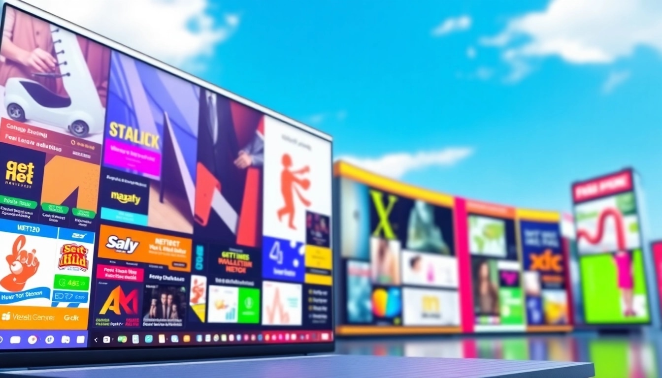 Engaging representation of the million dollar homepage with colorful pixelated ads and a vibrant sky.