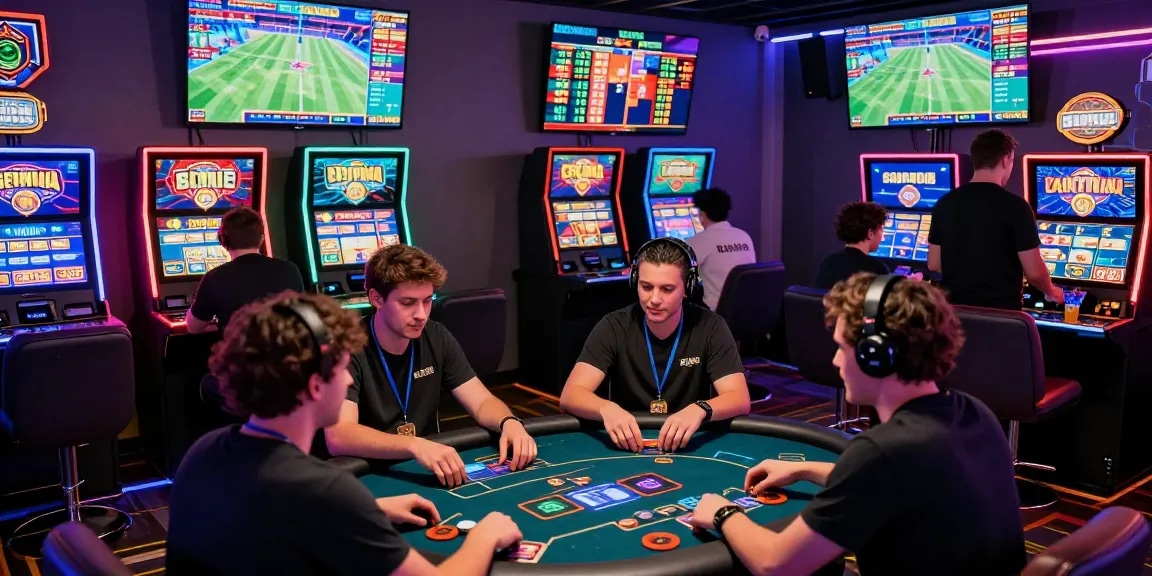 Experience the thrill of a crypto casino with diverse players engaging in gaming and socializing.