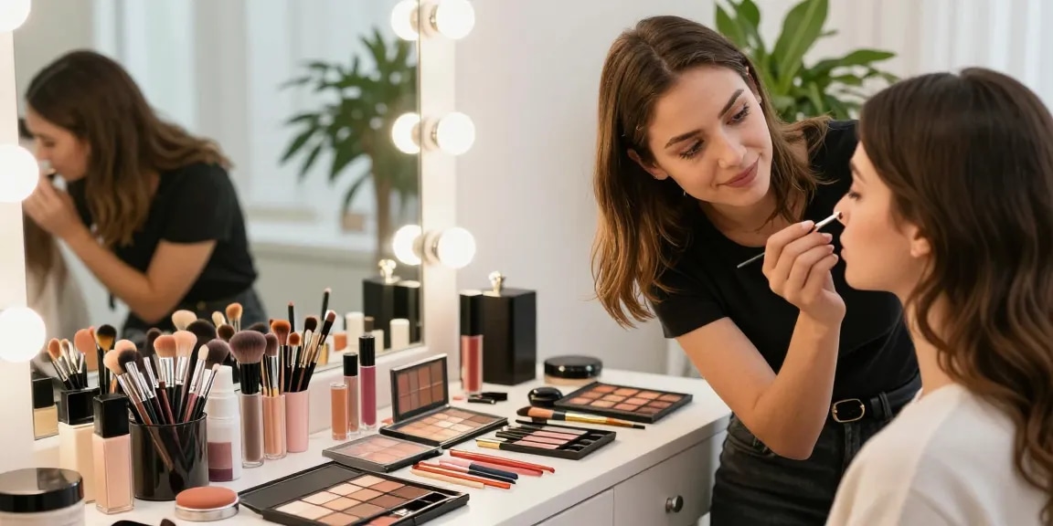 Trucco personalizzato su misura durante una consulenza di bellezza in studio professionale.