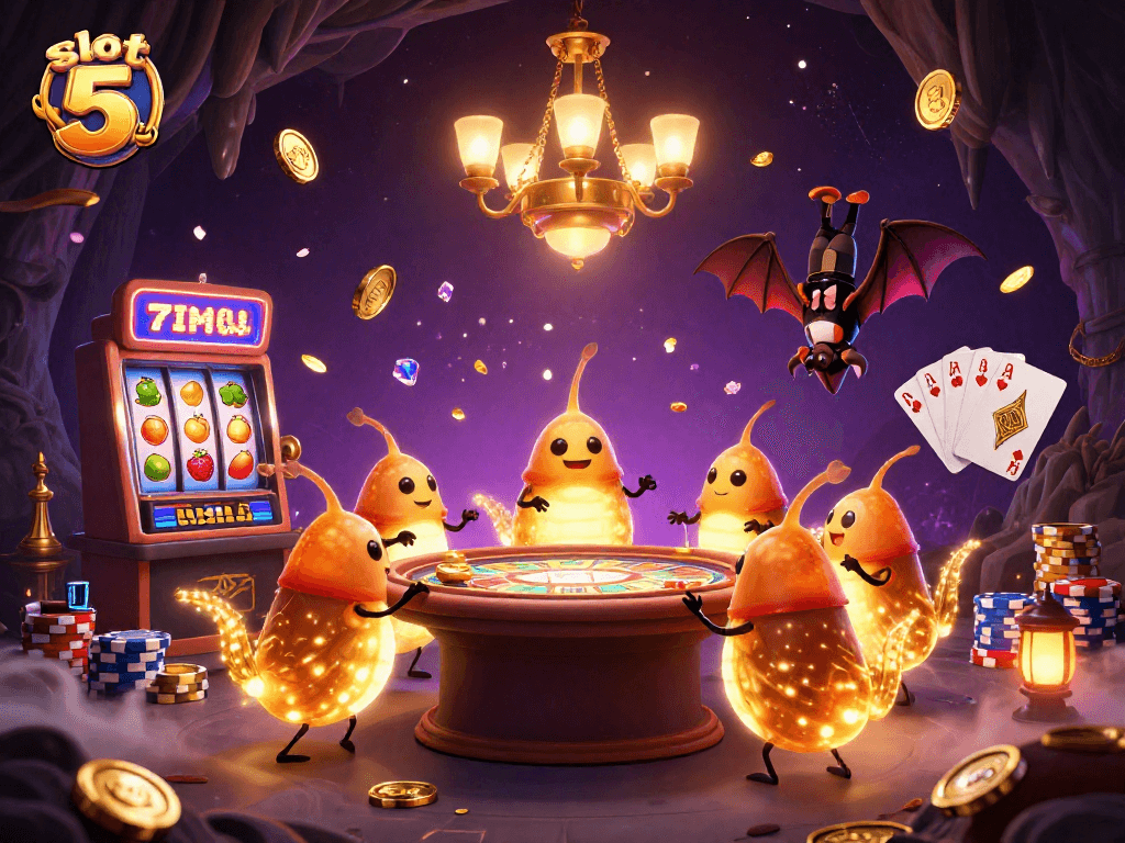 Spin to win with exciting slot 5 ribu bonuses in a vibrant casino scene filled with golden coins.