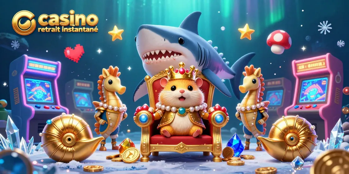 Expérimentez le casino en ligne retrait instantané avec le roi hamster et ses gardes sous-marins dans une scène dynamique.