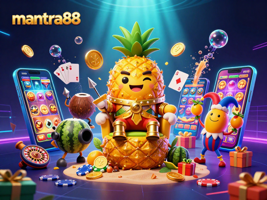 Experience thrilling gameplay with mantra88's engaging casino elements in a vibrant 3D scene.