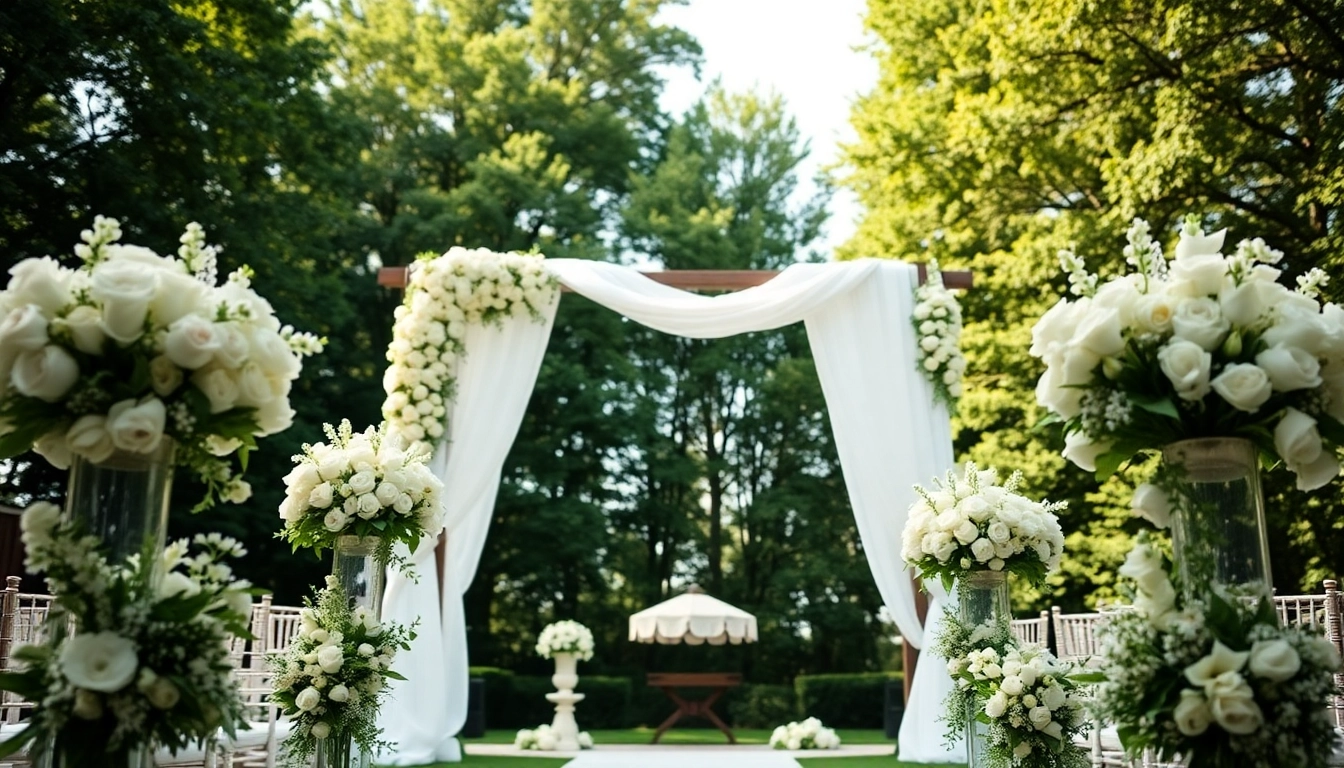 Washington dc wedding coordinator arranging a stunning outdoor wedding setup with floral accents.