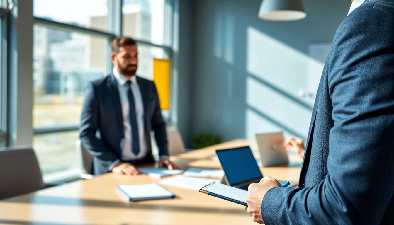 B2B mystery Shopping scene with a professional observing a business meeting, highlighting effective interactions.