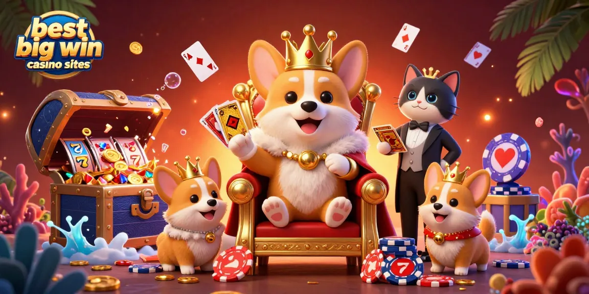 Experience thrilling wins with the best big win casino sites in this vibrant 3D illustration featuring playful characters.