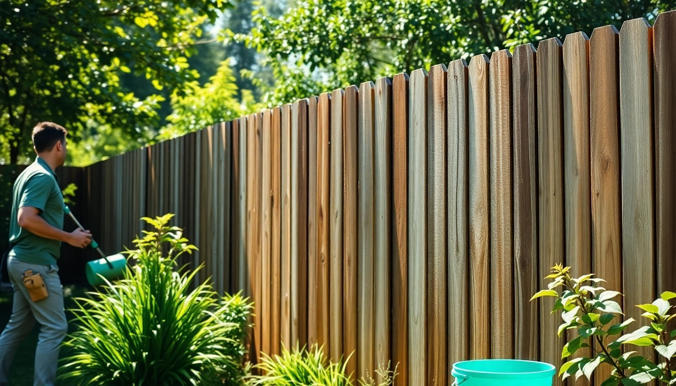 Performing Fence Cleaning in a bright backyard with eco-friendly tools enhancing its appearance.