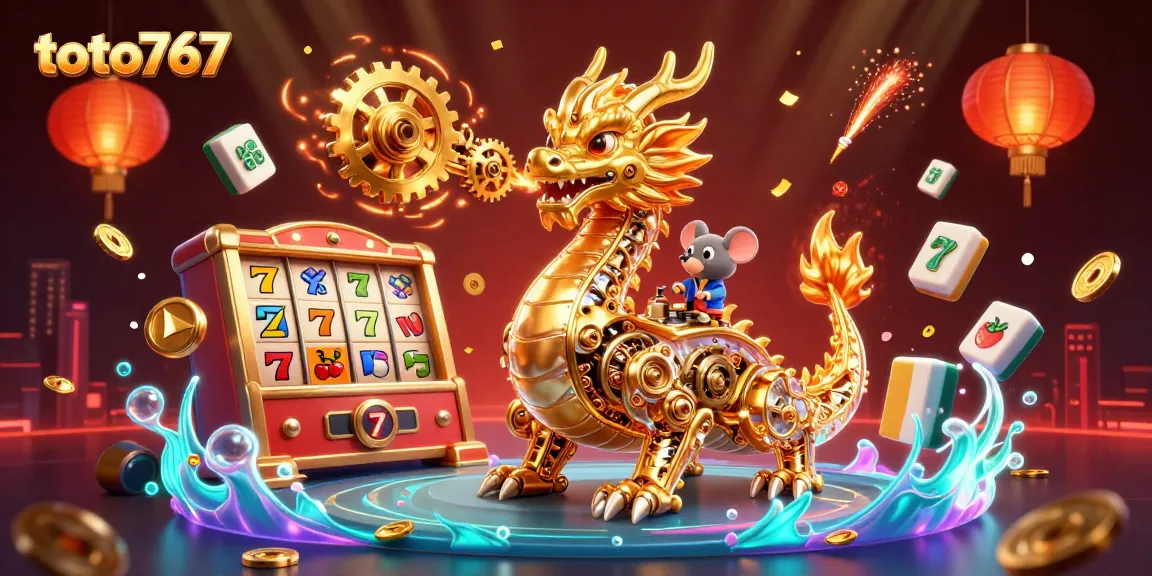 Raih kemenangan di toto767 dengan ilustrasi menarik kasino online dan simbol keberuntungan.