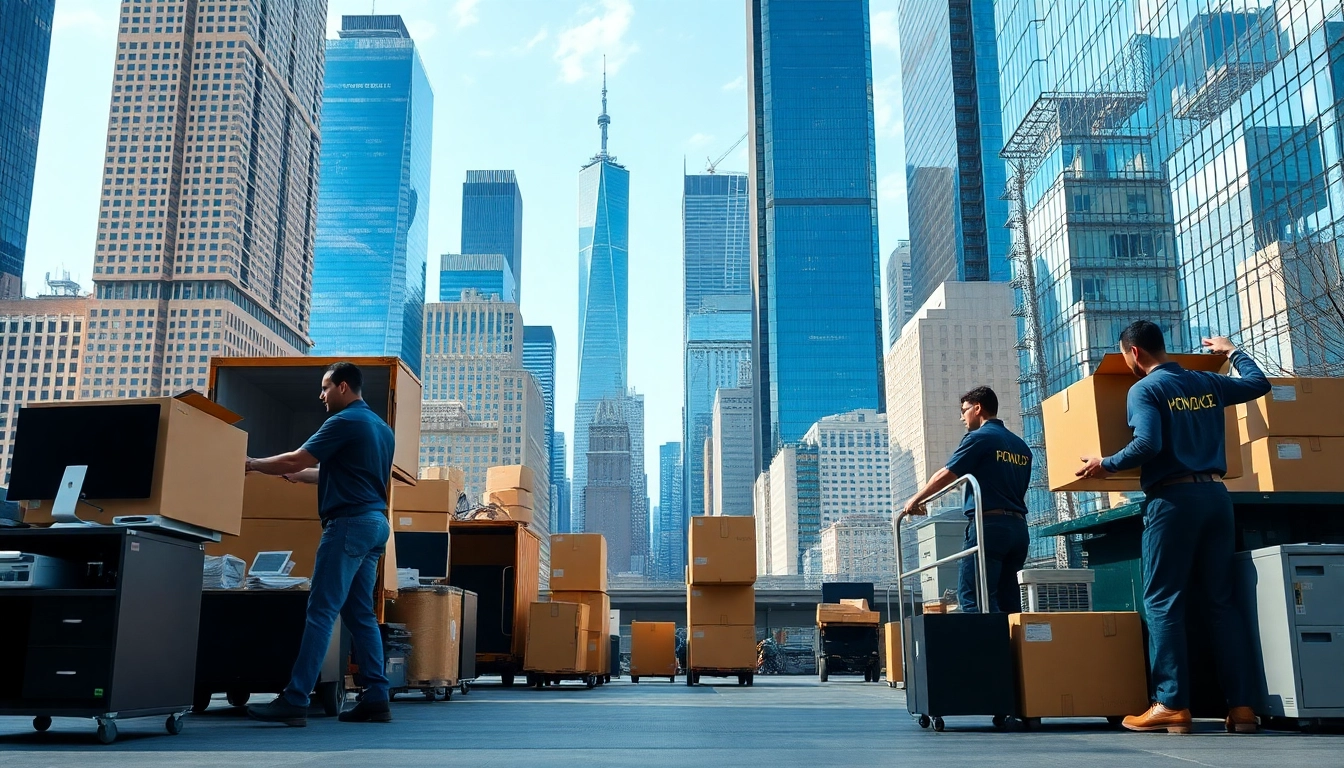 Efficient office moving services NYC showcased through professional movers and equipment in action.