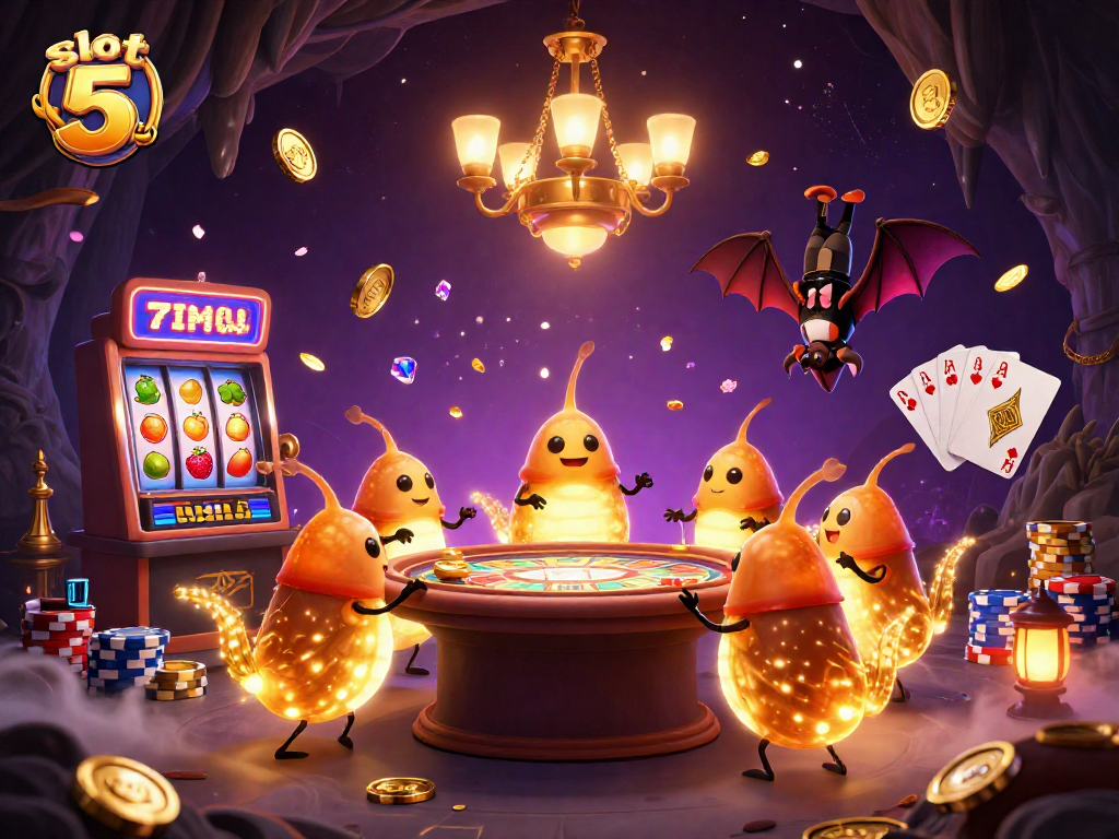 Spin to win with exciting slot 5 ribu bonuses in a vibrant casino scene filled with golden coins.