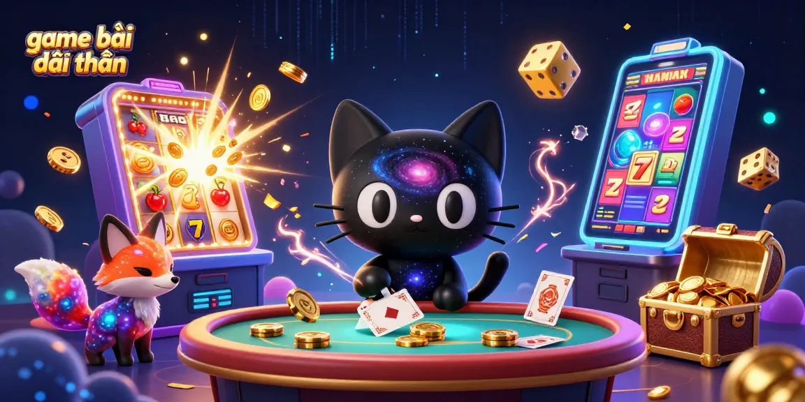 Experience thrilling game bài đổi thưởng at a vibrant cosmic casino featuring unique characters and dynamic elements.