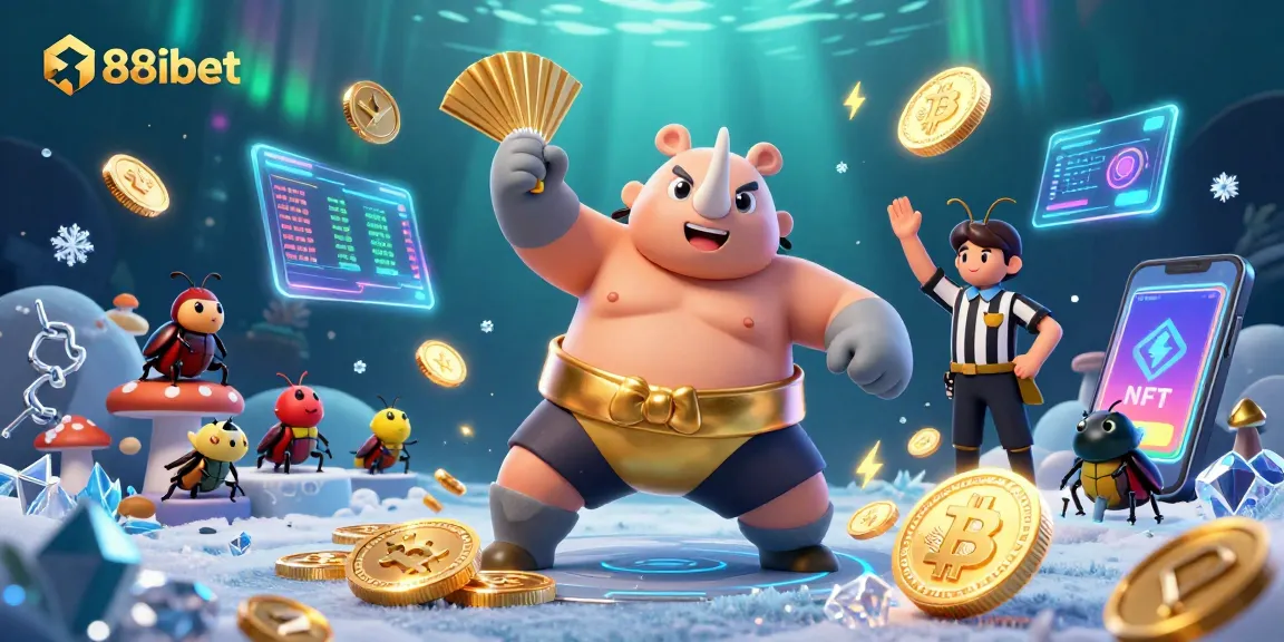 Experience thrilling fun with 88ibet as a rhinoceros beetle champion celebrates victories among sparkling coins.