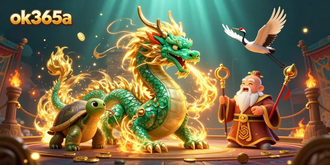 Experience thrilling gaming at ok365a with vibrant dragons, fortune, and dynamic action in this casino scene.