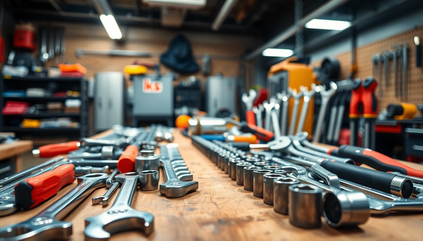 Utilizzare ks tools professionali per riparazioni meccaniche e fai-da-te in un'officina ben attrezzata.