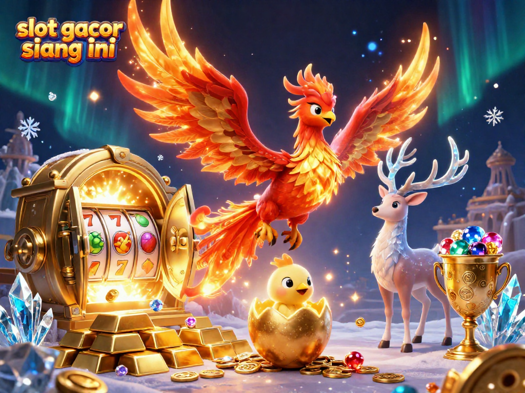Experience the excitement of slot gacor siang ini with vibrant phoenixes and treasures in motion