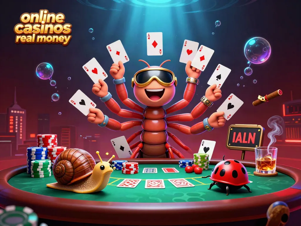 Experience online casinos real money with a whimsical 3D casino scene featuring colorful characters and dynamic elements.