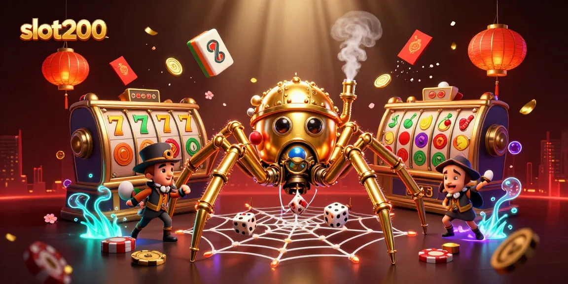 Experience thrilling gameplay with slot200 as steampunk characters weave luck in a vibrant casino scene