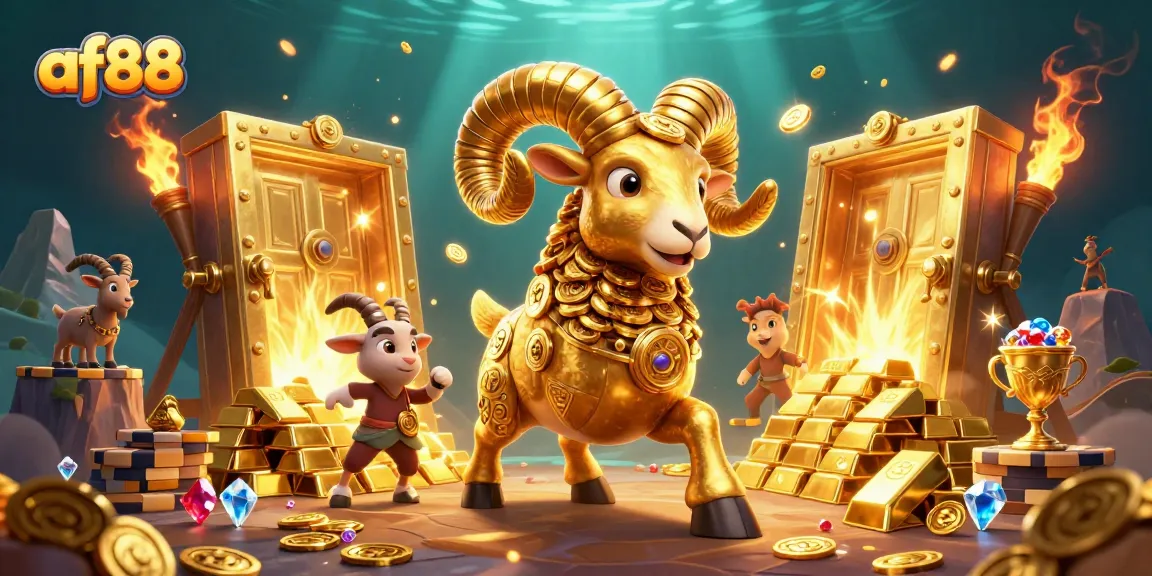 af88 offers thrilling gambling experiences with golden treasures and animated characters in action.