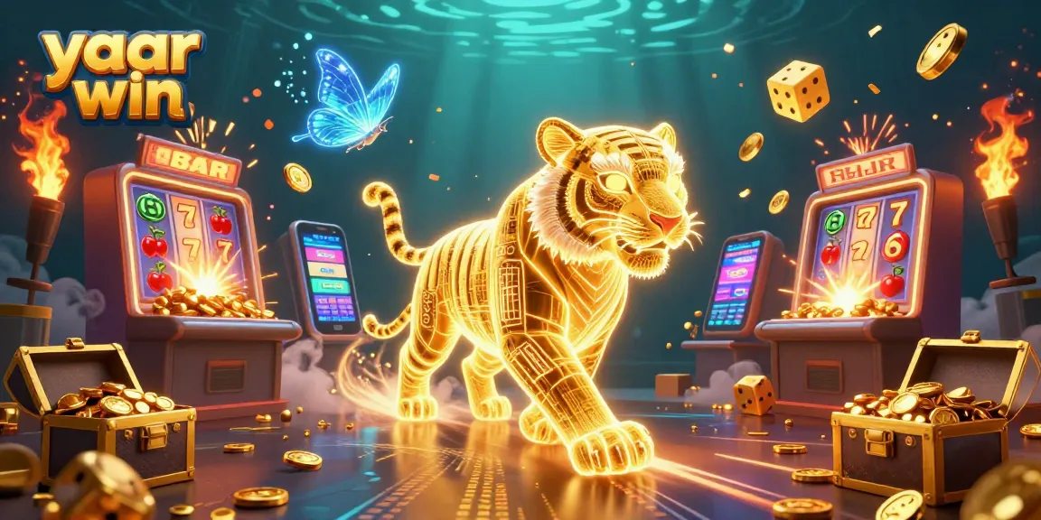 Experience yaar win with thrilling slot adventures amidst vibrant casino visuals.