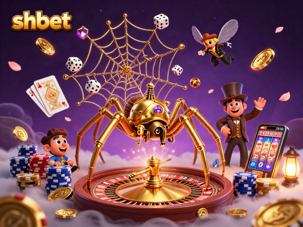 Play shbet with animated steampunk elements and vibrant casino icons in a captivating scene.