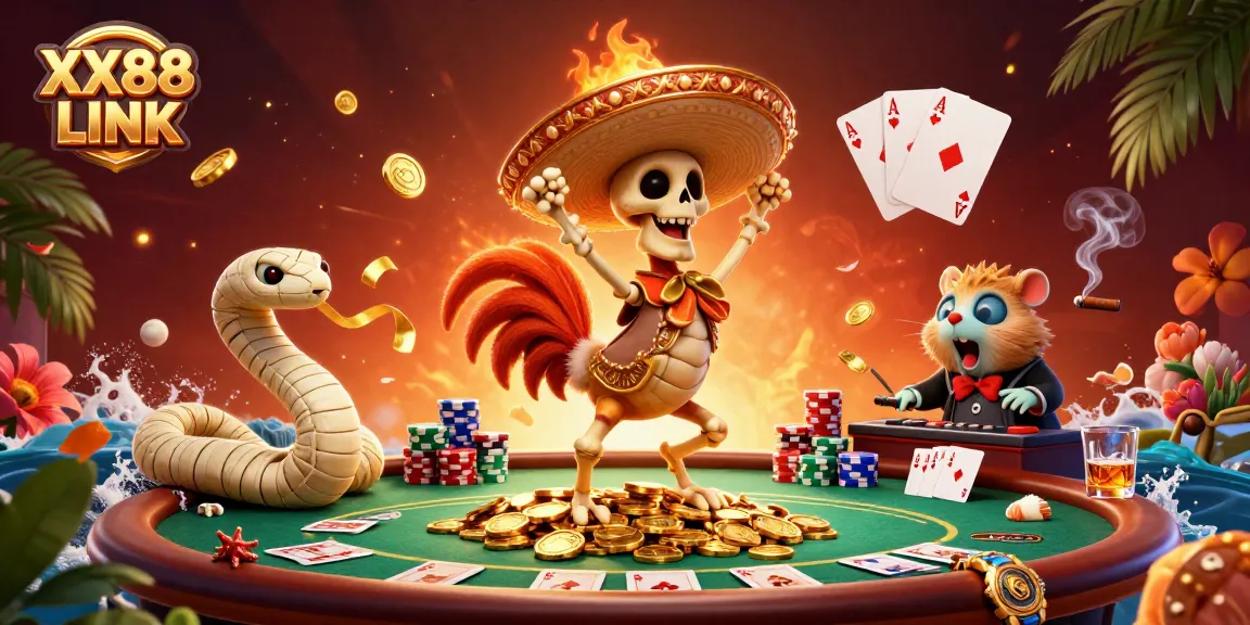 Experience the thrill of gaming at XX88 LINK with vibrant casino-themed 3D illustration.