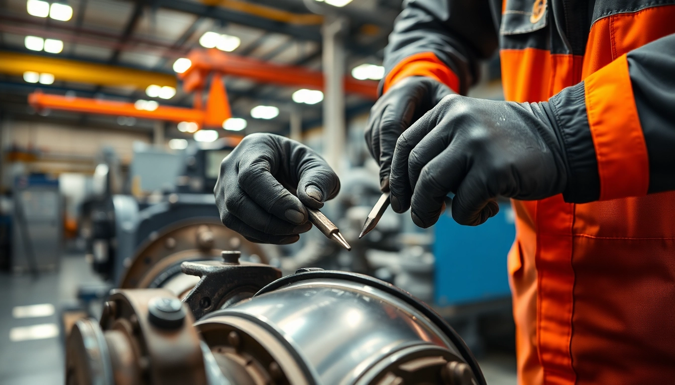 Technicians engaged in on-site hydraulic repair work, ensuring precision and quality.