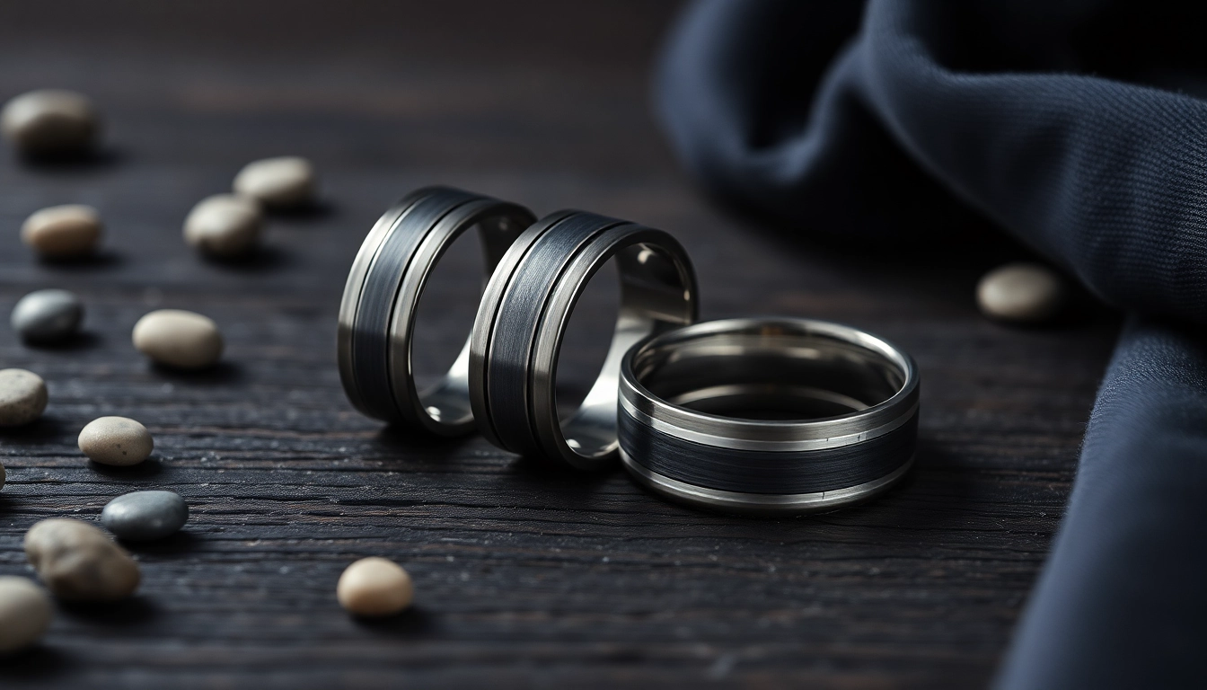 Explore Gunmetal Wedding Bands for Men showcasing unique finishes and elegant designs.
