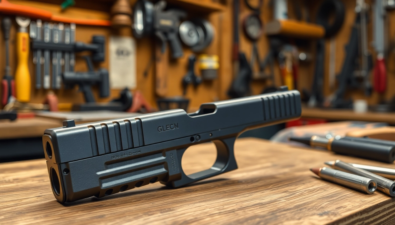 Detail of an OEM Glock slide showcasing craftsmanship, precision, and quality.