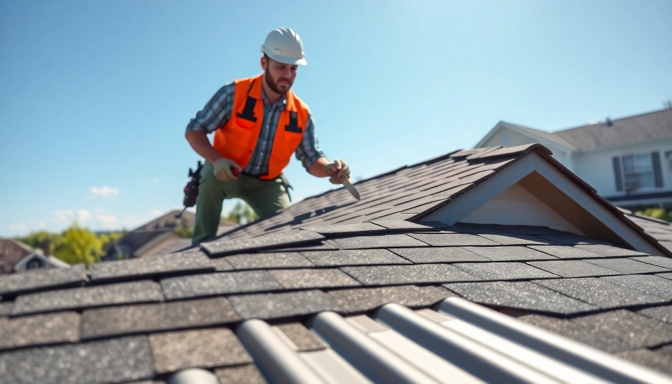 Inspecting roofing twinsburg ohio with professional roofing contractor assessing residential shingles.