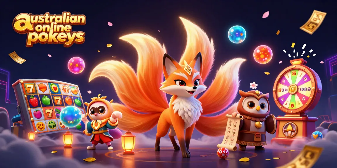 Enjoy exciting australian online pokies action with vibrant characters and dynamic game elements in a colorful scene.
