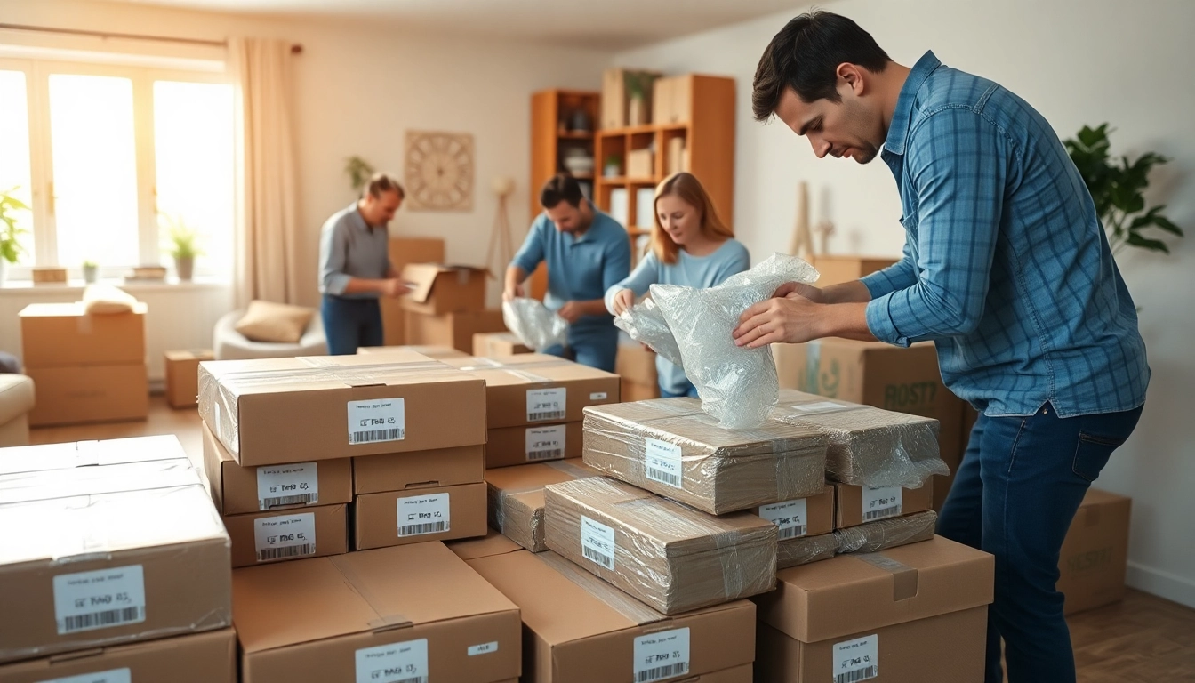 Efficient team providing Professional Packing Services in a bright, organized home.
