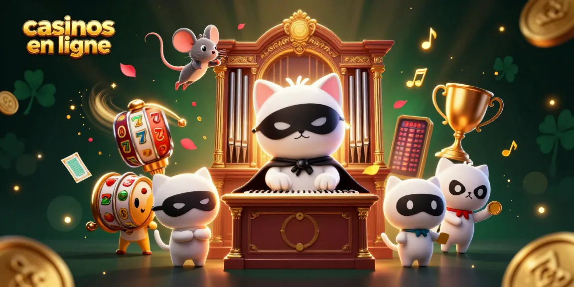 Jouez aux casinos en ligne avec des machines à sous et des éléments de jeu captivants dans cette illustration dynamique.