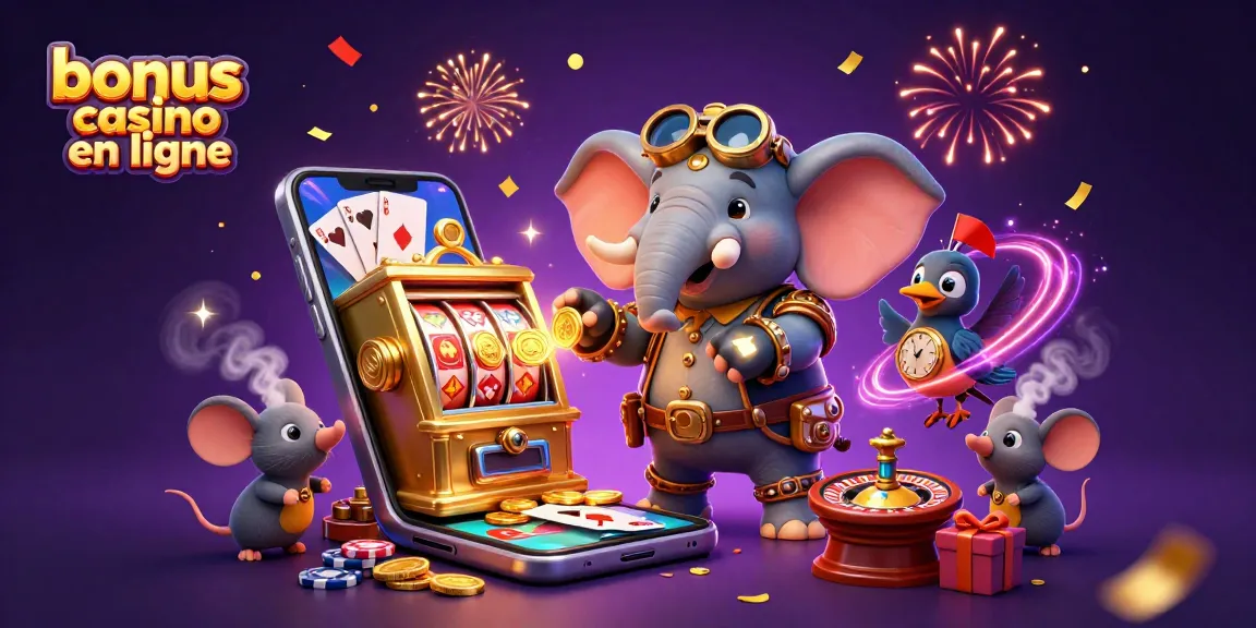 Découvrez des jeux excitants avec le bonus casino en ligne dans une illustration de casino vibrant.