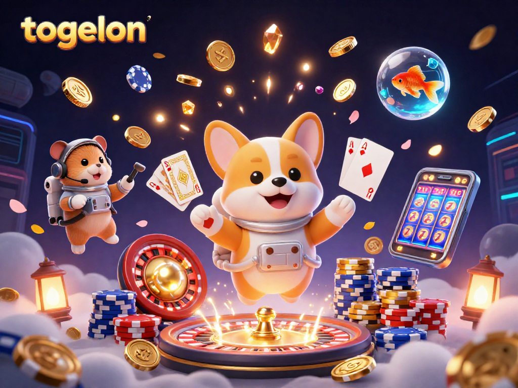 Experience the thrill of togelon with a lively 3D cartoon casino scene featuring exciting game elements