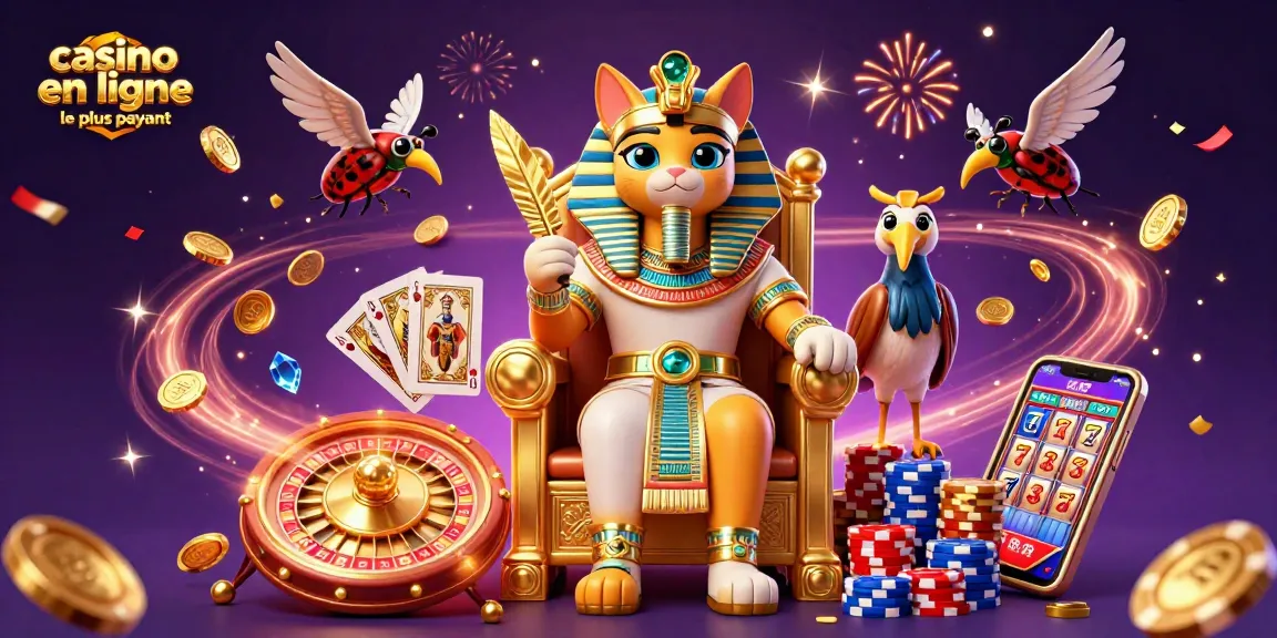 Découvrez l'univers captivant du casino en ligne le plus payant avec une scène dynamique remplie de pièces et de jetons.