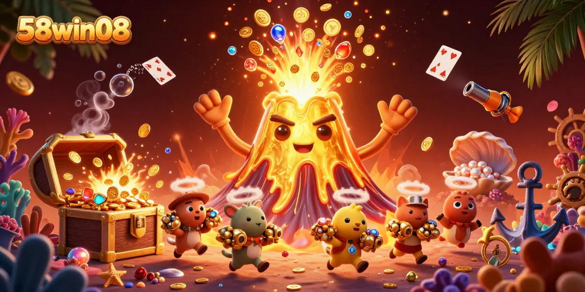 Experience excitement with 58win08's vibrant casino gaming scene featuring treasure and adventure.