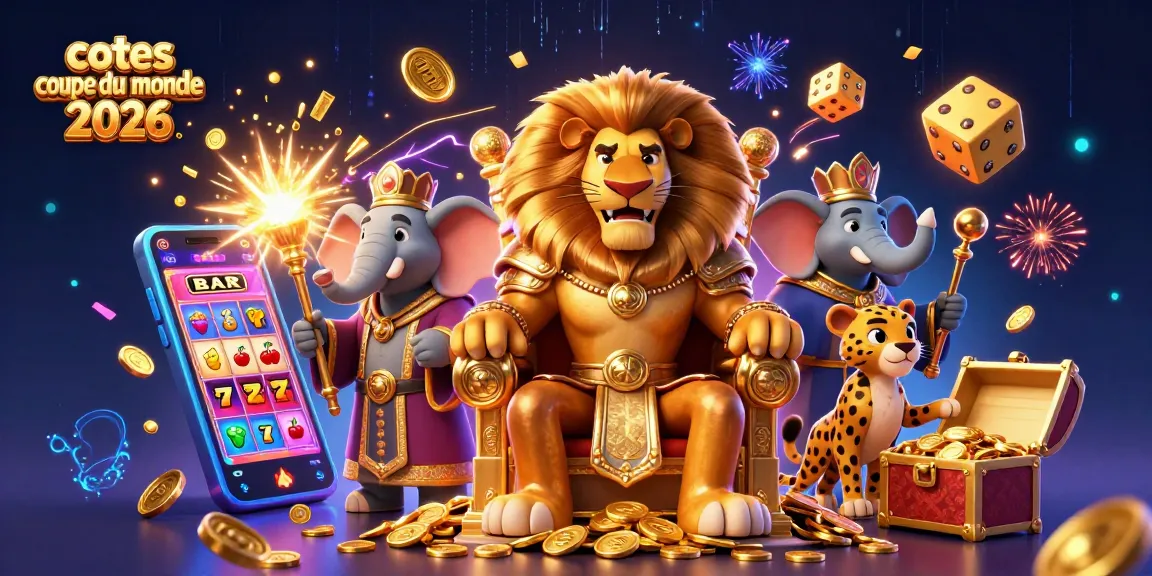 Pariez sur les cotes coupe du monde 2026 avec un lion majestueux et des éléments de jeu captivants.