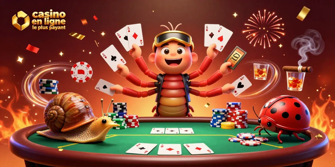 Le casino en ligne le plus payant avec un animateur mille-pattes et des jetons massifs, ambiance festive.