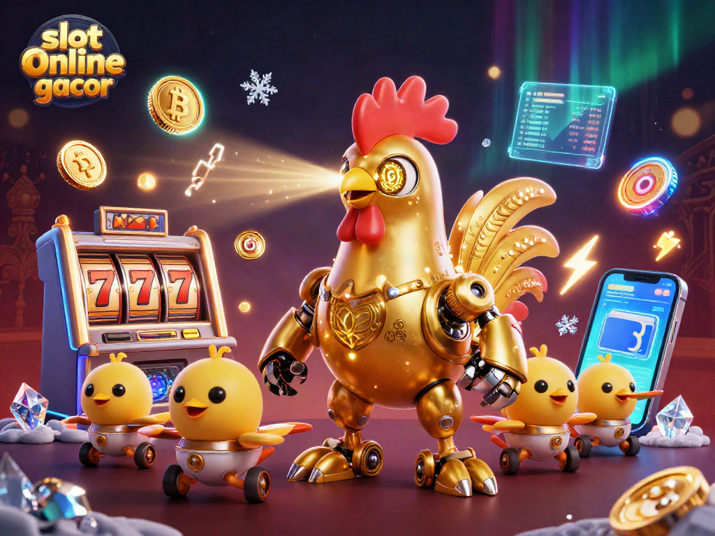 Engage with slot online gacor in this vibrant casino scene showcasing dynamic elements and lively characters.