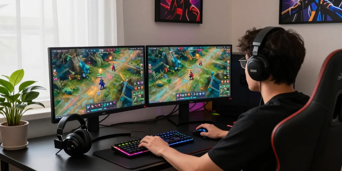Engaging gaming scene with rajagacor88 interface displayed on monitors and vibrant gaming setup.