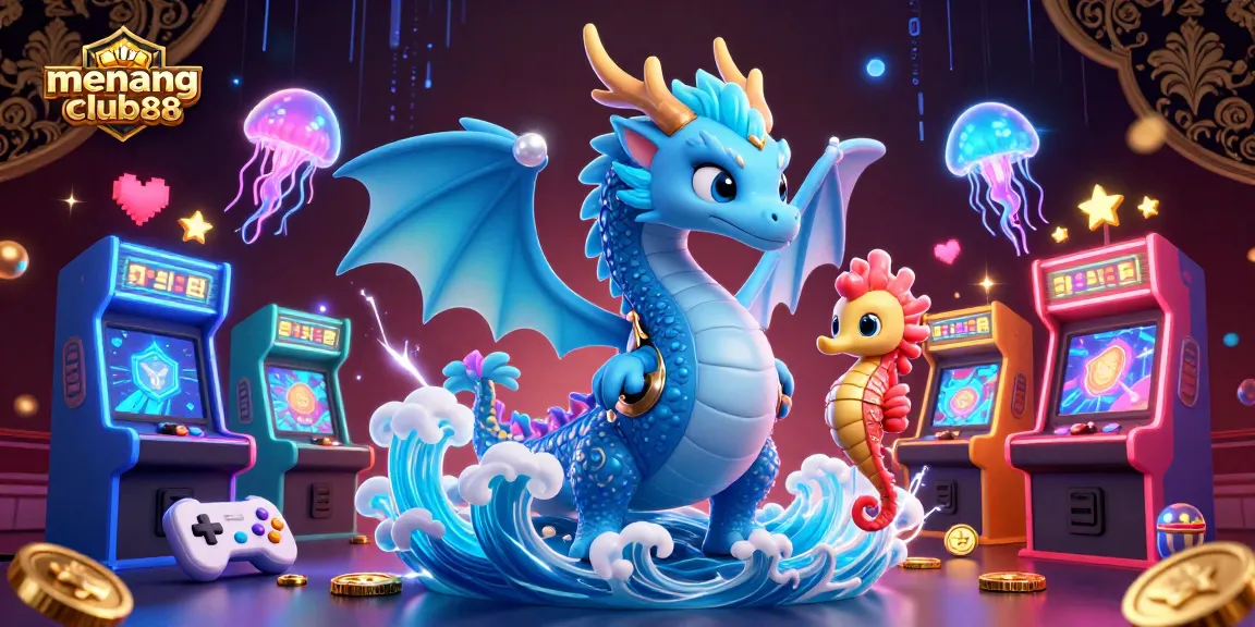 Experience the thrilling adventures at menangclub88 with an azure dragon and coral knight.