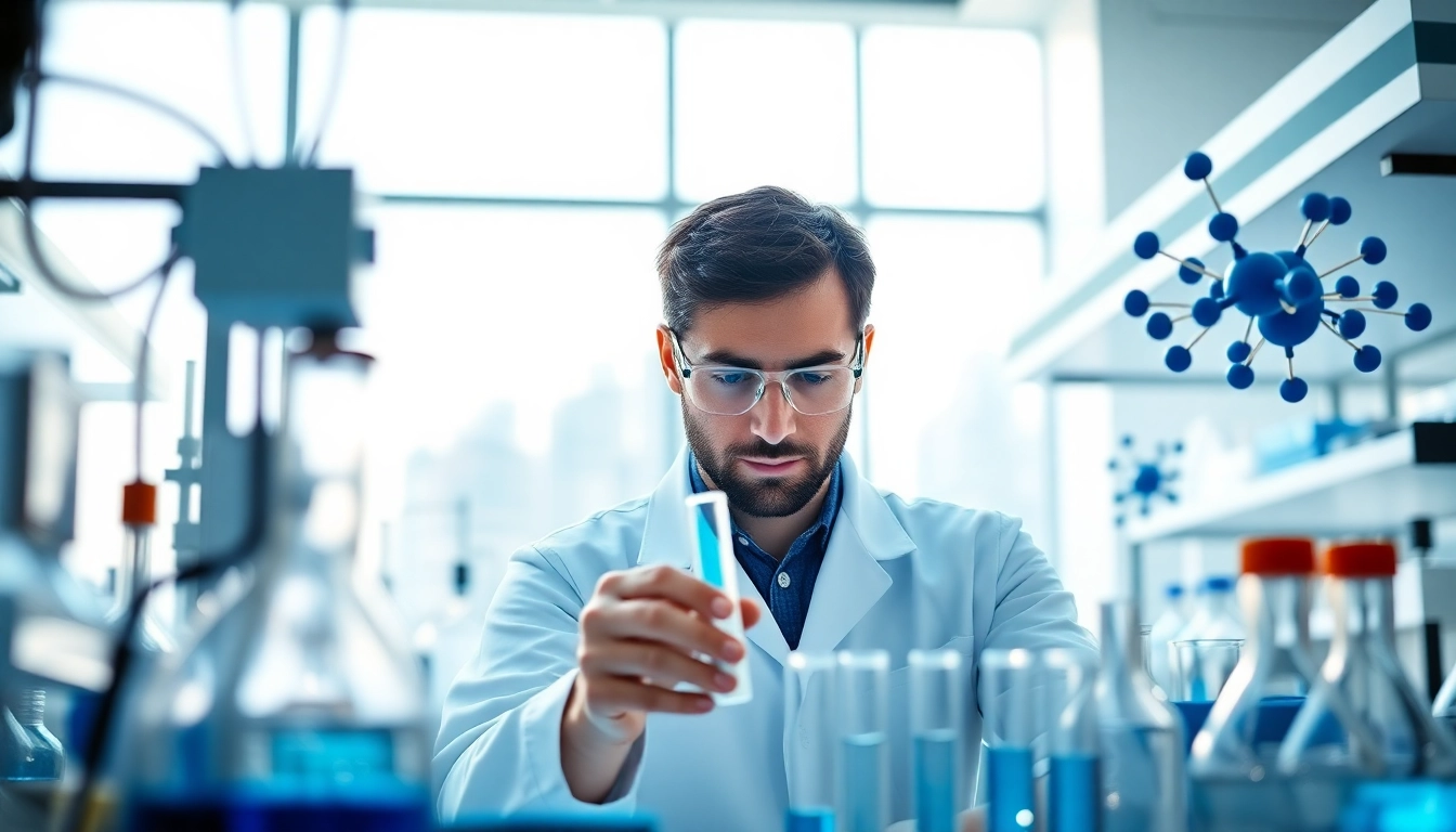 Engaging in hydro research with a peptide research scientist in a modern laboratory.