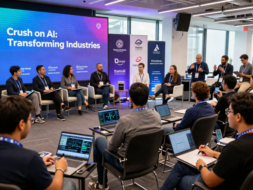 Engaging tech conference on crush on ai innovations with diverse audience participating.