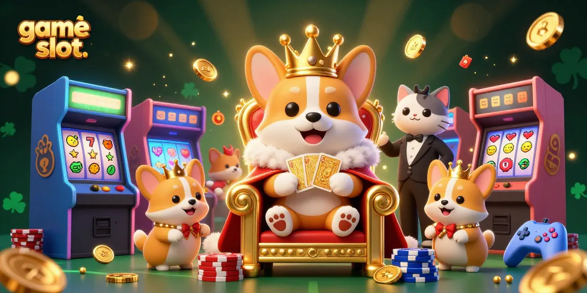 Spin and win with vibrant game slot elements featuring a royal corgi, engaging details, and dynamic game atmosphere.
